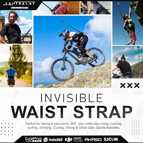 yantralay Invisible Waist Strap Mount for 360 Degree Action Cameras | Hands-Free 360 Shooting for Insta 360 X5 X4 Go pro MAX 2 D JI Os mo 360 | Action Camera Accessories 4