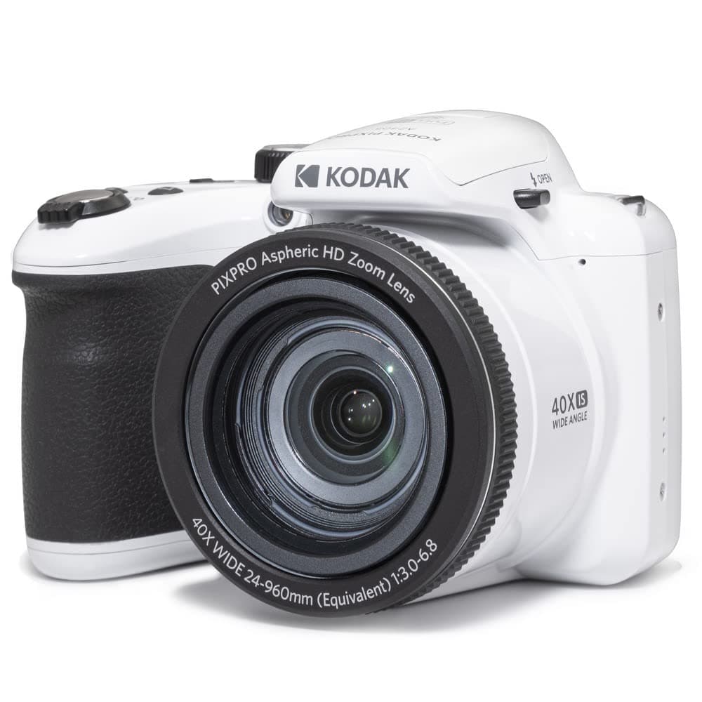 KODAK PIXPRO AZ405-WH 20MP Digital Camera 40X Optical Zoom 24mm Wide Angle Lens Optical Image Stabilization 1080P Full HD Video 3" LCD Vlogging Camera (White), Full Frame 7