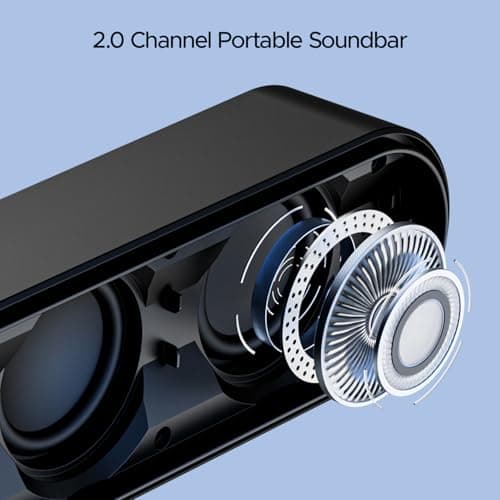 boAt Aavante Bar 490 10W Signature Sound, Dual Full-Range Drivers,7 HRS Battery, Built-in Mic,2.0 CH, Free Music Streaming on JioSaavn, Bluetooth Sound Bar, Soundbar Speaker (Classic Black) 5