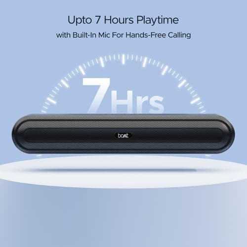 boAt Aavante Bar 490 10W Signature Sound, Dual Full-Range Drivers,7 HRS Battery, Built-in Mic,2.0 CH, Free Music Streaming on JioSaavn, Bluetooth Sound Bar, Soundbar Speaker (Classic Black) 6