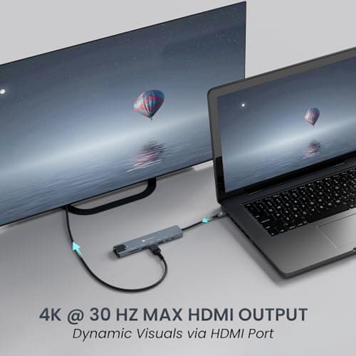 Portronics Mport 8 USB-C USB Hub/Docking Station(8-in-1) with 4K 30Hz HDMI, 100 Mbps Ethernet, USB 3.0, microSD/SD Card Reader, Type-C Data, PD Charging, USB 2.0, Type-C Plug for Laptop, Mac, PC 2
