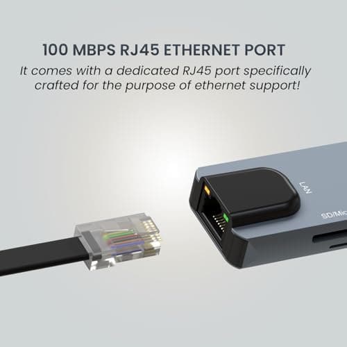 Portronics Mport 8 USB-C USB Hub/Docking Station(8-in-1) with 4K 30Hz HDMI, 100 Mbps Ethernet, USB 3.0, microSD/SD Card Reader, Type-C Data, PD Charging, USB 2.0, Type-C Plug for Laptop, Mac, PC 3