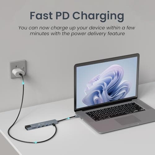 Portronics Mport 8 USB-C USB Hub/Docking Station(8-in-1) with 4K 30Hz HDMI, 100 Mbps Ethernet, USB 3.0, microSD/SD Card Reader, Type-C Data, PD Charging, USB 2.0, Type-C Plug for Laptop, Mac, PC 6