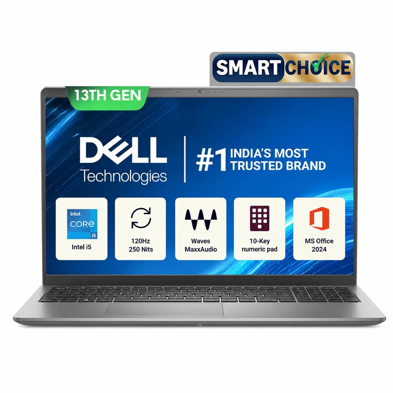 Dell 15 SmartChoice (Previously Inspiron), Intel 13th Gen Core i5-1334U, 16GB, 1TB SSD, FHD,15.6"/39.62cm, Win 11, MSO'24, Silver, 1.62kg, [Dell 15], 12 Month McAfee, Backlit KB, Thin & Light Laptop 7