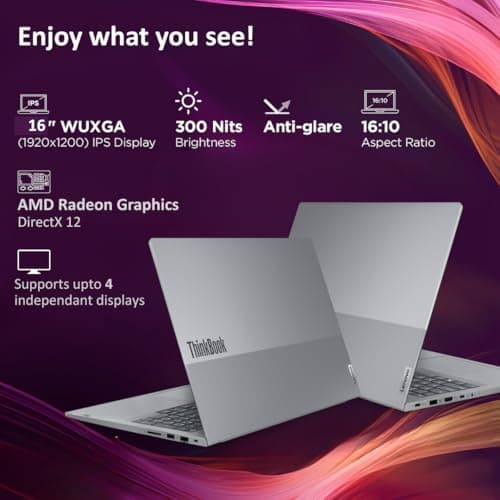 Lenovo ThinkBook 16 AMD Ryzen 5 7535HS (8GB RAM/512GB SSD/Win 11 Home/Office 2024/Backlit Keyboard/Fingerprint) 16" WUXGA IPS 300 Nits Thin & Light Laptop/1Y Warranty/Aluminium Top/1.7kg, 21MWA0BRIN 5
