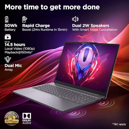 Lenovo IdeaPad Slim 3 13th Gen Intel Core i7 13620H, 16GB RAM, 512GB SSD, WUXGA IPS, 15.3"/38.8cm, Win 11, Office 2024, Top Metal Cover Grey, 1.6Kg, 83K100CJIN/S1IN, Backlit KB, Laptop 5