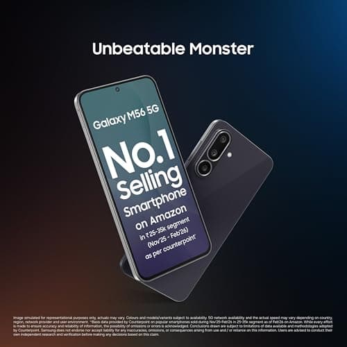 Samsung Galaxy M56 5G Mobile (Black, 8GB RAM, 128GB Storage)| Segment Slimmest | Gorilla Glass Victus+ | 10 Bit HDR Video | 50MP Camera | AI | Vapour Cooling Chamber | Lag-free Gaming| Without Charger 2