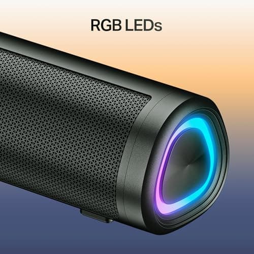 boAt Aavante 2.0 150, 2.0 CH, 16W Signature Sound, RGB LEDs, Dual Full-Range Drivers, Upto 5H Battery, TWS, Multi Ports, Bluetooth Sound bar, Home Theatre Soundbar Speaker (Premium Black) 5