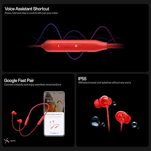 OnePlus Bullets Wireless Z3 in-Ear Neckband with 12.4mm Drivers, 3D Spatial Audio,10 mins Charge for 27 hrs Playback, 4 EQ preset, Dynamic bass Enhancement & BT5.4 3