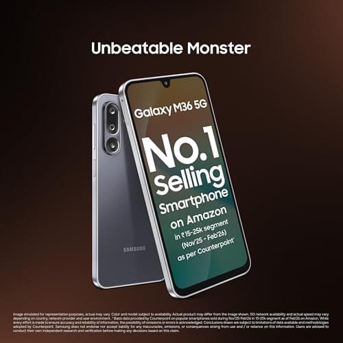 Samsung Galaxy M36 5G Mobile (Velvet Black, 6GB RAM, 128GB Storage) | Google Gemini| Gorilla Glass Victus+ | 7.7mm | AI Enhanced 50MP OIS Triple Camera| Nightography| Lag-free Gaming | Without Charger 2