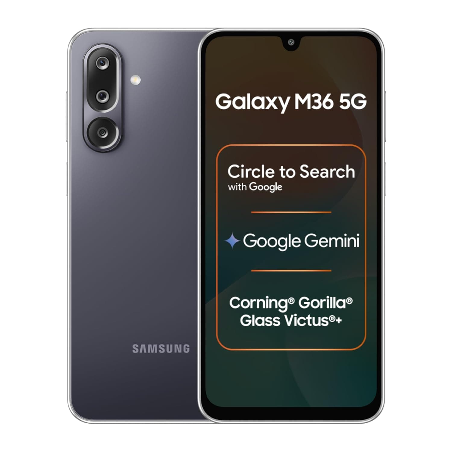 Samsung Galaxy M36 5G Mobile (Velvet Black, 6GB RAM, 128GB Storage) | Google Gemini| Gorilla Glass Victus+ | 7.7mm | AI Enhanced 50MP OIS Triple Camera| Nightography| Lag-free Gaming | Without Charger 7
