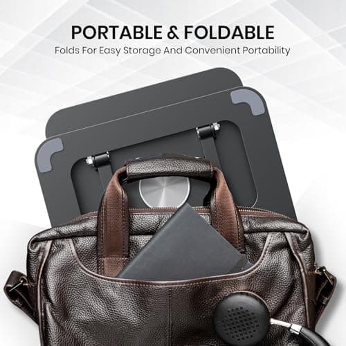 Portronics My Buddy A1, Metal Tablet Stand, 360° Rotating Base, Height & Angle Adjustable, Supports Up to 12 Inch Tablets & 5Kg Load, Foldable & Portable, Anti-Slip Pads (Grey) 6