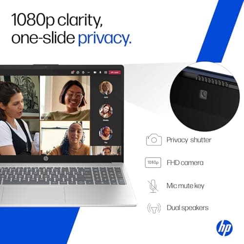 HP 15 (i5 14th Gen), Intel Core 5, 16GB RAM (Upgradeable), 512GB SSD, FHD, Anti-Glare, 15.6''/39.6cm, Win11, M365 Basic(1yr), Office24, Silver,1.59kg, fd0682tu, FHD Camera w/Shutter, Backlit Laptop 7