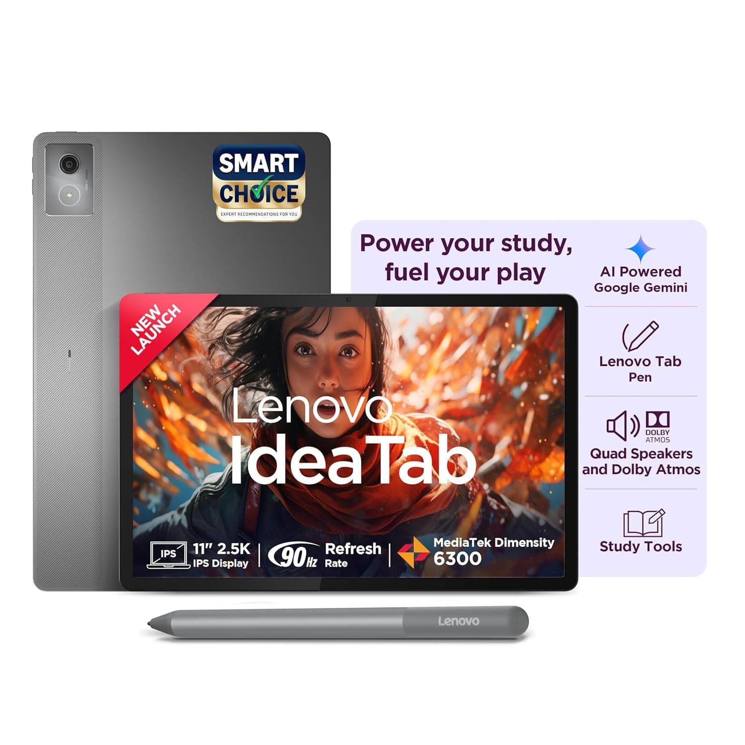 Lenovo Idea Tab Smartchoice with Pen|Wi-Fi| 11 Inch, 2.5K Display, 500 Nits Brightness| 8GB RAM + 256GB ROM (Expandable Up to 2TB) |Mediatek Dimensity 6300|Android 15|4-Speakers with Dolby Atmos, Grey 7
