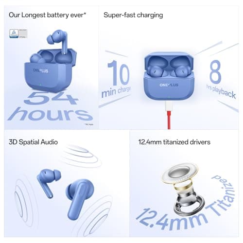 OnePlus Nord Buds 3r TWS Earbuds up to 54 Hours Playback, 2-mic Clear Calls, 3D Spatial Audio, AI Translation, 12.4mm Drivers, Dual-Device Connectivity, 47ms Low Latency - Ash Black 2