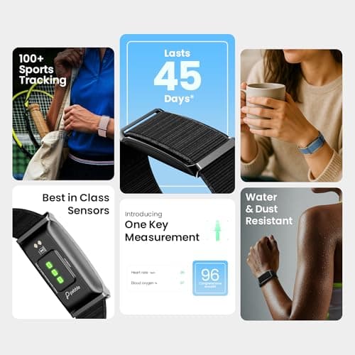 Pebble Newly Launched Qore Fitness Band with 45 Days Battery Life | 100+ Sports Modes | Advanced Health Tracking | HR & SpO2| Stress| Sleep | OneKey Measurement | Smart Notifications - Black 2