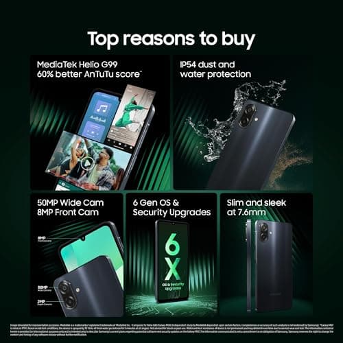 Samsung Galaxy M07 Mobile (Black, 4GB RAM, 64GB Storage) | MediaTek Helio G99 | AnTuTu 624K | IP54| 50MP Camera | 7.6mm Slim | 5000mAh Battery | 25W Fast Charging | 6 Gen OS Upgrades | Without Charger 2
