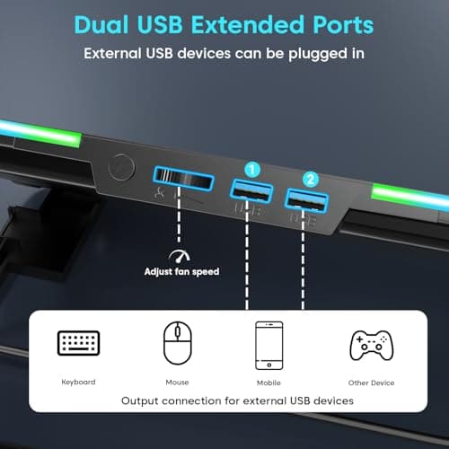 Sounce Snowstorm Pro Laptop Cooling Pad | 6 High-Speed Fans | 7 RGB Modes | Adjustable Height | Quiet 1800-2400 RPM Operation | Dual USB Ports | Fits Laptops up to 17.3 Inches 4
