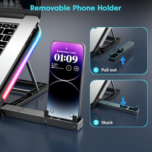 Sounce Snowstorm Pro Laptop Cooling Pad | 6 High-Speed Fans | 7 RGB Modes | Adjustable Height | Quiet 1800-2400 RPM Operation | Dual USB Ports | Fits Laptops up to 17.3 Inches 6