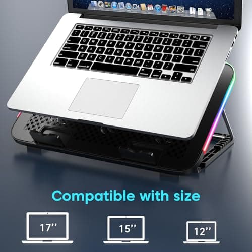 Sounce Snowstorm Pro Laptop Cooling Pad | 6 High-Speed Fans | 7 RGB Modes | Adjustable Height | Quiet 1800-2400 RPM Operation | Dual USB Ports | Fits Laptops up to 17.3 Inches 7