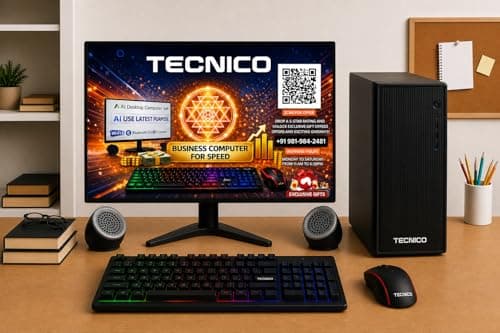 TECNICO Desktop CPU Set, Core i5-3470 3.2GHz, 16 GB DDR3 RAM, 256 GB SSD, Keyboard Mouse Set, WiFi 6, Bluetooth, Speakers, (Include Monitor 20" Led) 2