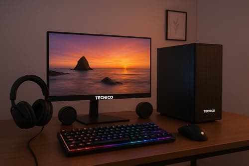 TECNICO Desktop CPU Set, Core i5-3470 3.2GHz, 16 GB DDR3 RAM, 256 GB SSD, Keyboard Mouse Set, WiFi 6, Bluetooth, Speakers, (Include Monitor 20" Led) 7