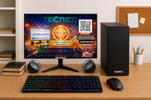 TECNICO Victory Desktop CPU Set, Core I3 2120 2.2GHz, 8 GB DDR3 RAM, 128 GB SSD, RGB Keyboard Mouse Set, WiFi 6, Bluetooth, Speakers, (Include Monitor 20" Led) 2