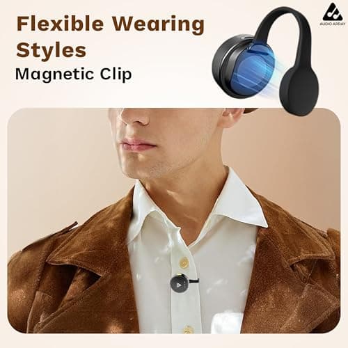 Audio Array Magnetic Wireless Mic with Charging Pouch 2026 Edition 24Bit/ 48Khz, iPhone/Android/iPad/Laptop, AI Noise Reduction, 50H Battery, 230ft Range for Recording, Vlogging | AM-W23 5