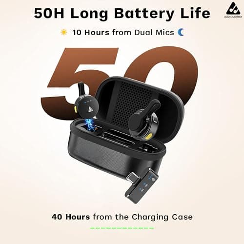 Audio Array Magnetic Wireless Mic with Charging Pouch 2026 Edition 24Bit/ 48Khz, iPhone/Android/iPad/Laptop, AI Noise Reduction, 50H Battery, 230ft Range for Recording, Vlogging | AM-W23 6
