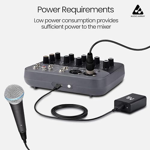 Audio Array Sound Mixer 2026 Edition Audio Mixer 4 Channel Hybrid USB Control | 4 Analog 2 Digital | 2XLR Mic Inputs,TRS Stereo In | 48V | Hi-Z,2 Band EQ, Monitoring, TRS Out, USB-C Power | AI-13 5