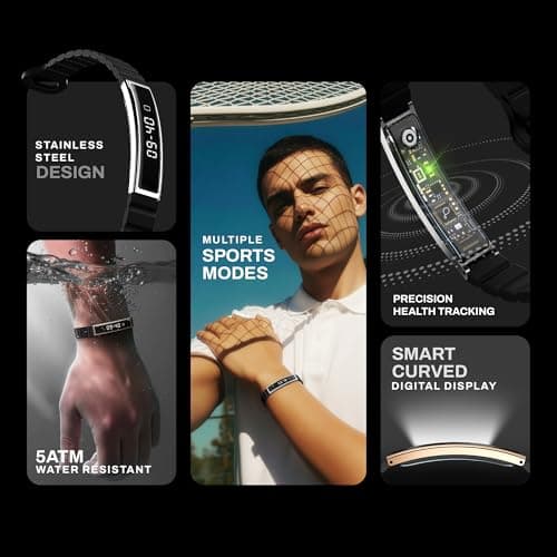 Pebble Newly Launched Arq Smart Bracelet – Digital Display | Heart Rate & SpO2 Monitoring | Sleep Tracker | Sports Modes | Magnetic Strap | Premium Build - Obsidian Gold 2