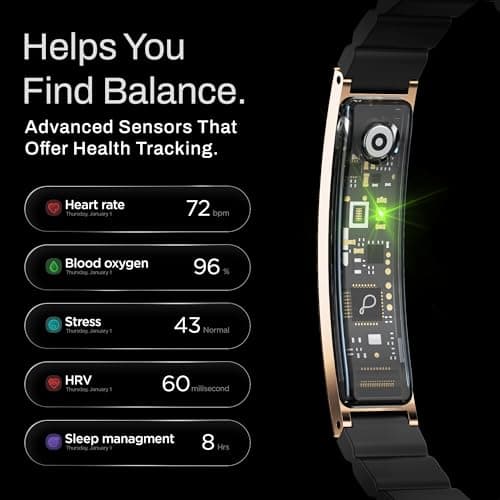Pebble Newly Launched Arq Smart Bracelet – Digital Display | Heart Rate & SpO2 Monitoring | Sleep Tracker | Sports Modes | Magnetic Strap | Premium Build - Obsidian Gold 6