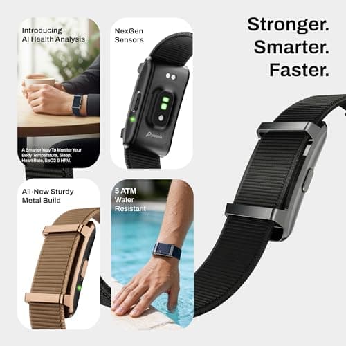 Pebble Newly Launched Qore 2 Premium Metal Fitness Band | 45 Days Battery Life, Heart Rate, SpO2, HRV & Body Temp Monitor, Sleep Tracker, AI Health Analysis, Smart Notifications (Cosmic Black) 2