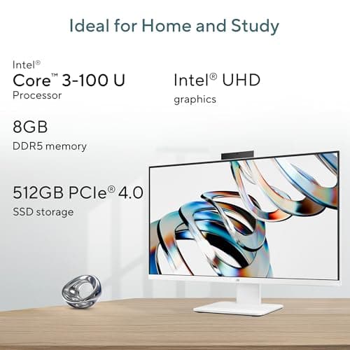 ASUS V470 (2026),Intel Core 3 100U (i3-14th Gen),8GB/512GB,FHD, 27"(68.5cm),Retractable Camera,Windows 11,M365 Basic(1yr),Office24,White,9 kg,V470VAB-KWC3003WS,Wireless Keyboard & Mouse,All in One PC 2
