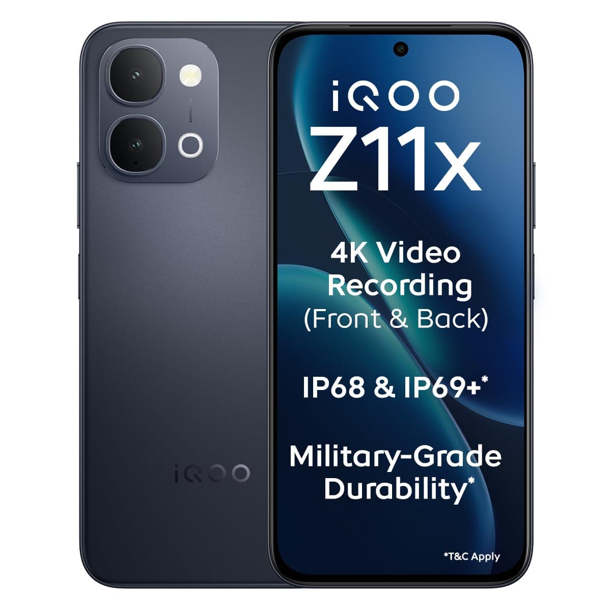 iQOO Z11x 5G (Titan Black, 6GB RAM, 128 GB Storage) | Dimensity 7400-Turbo Processor | 7200 mAh Battery | 4K Video Recording Front & Back | IP68 & IP69+ | Powered by OriginOS 6 7