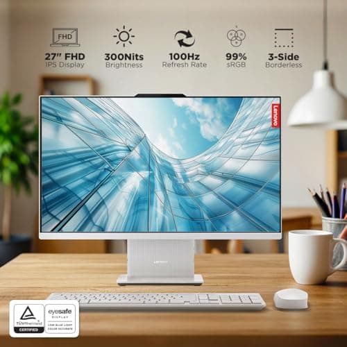 Lenovo IdeaCentre AIO Intel Core i5-13420H 27" FHD (24GB RAM/1TB SSD/Win11/Microsoft 365 Basic + Office Home 2024/3Wx2 Harman/Wireless EOS Keyboard & Mouse,Grey), F0HM00W6IN All-in-One Desktop 3