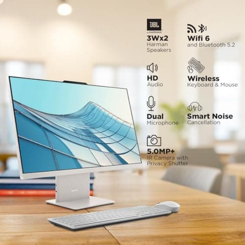 Lenovo IdeaCentre AIO Intel Core i5-13420H 27" FHD (24GB RAM/1TB SSD/Win11/Microsoft 365 Basic + Office Home 2024/3Wx2 Harman/Wireless EOS Keyboard & Mouse,Grey), F0HM00W6IN All-in-One Desktop 5
