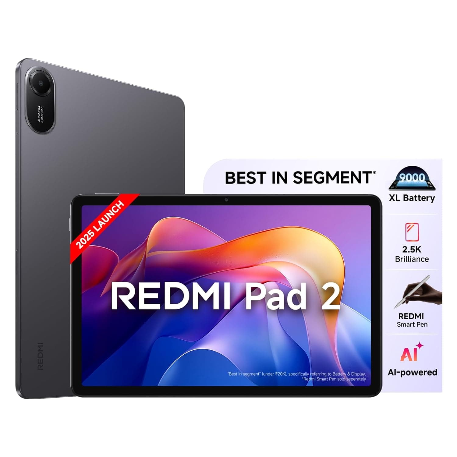 Redmi Pad 2 Wi-Fi, Active Pen Support, 27.94cm(11") Model, 2.5K Sharp & Clear Display, 8GB, 128GB, All Day & More 9000mAh Battery, AI-Enabled, Dolby Atmos, HyperOS 2, Graphite Grey 8