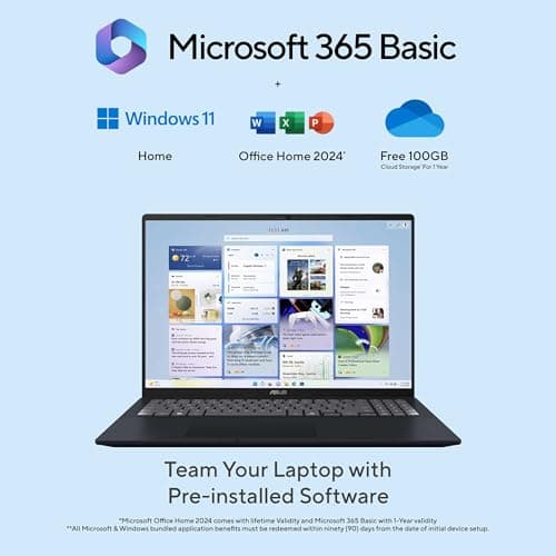 ASUS Vivobook 16 (2026),Smartchoice,Intel Core Ultra 5 325 (Series 3), Intel iGPU,16GB RAM,512GB SSD,FHD+, 16"(40 cm),Win11,M365 Basic(1Y),Office 24,Quiet Blue,1.88 kg,X1607AA-MB037WS, Copilot+ AI PC 7