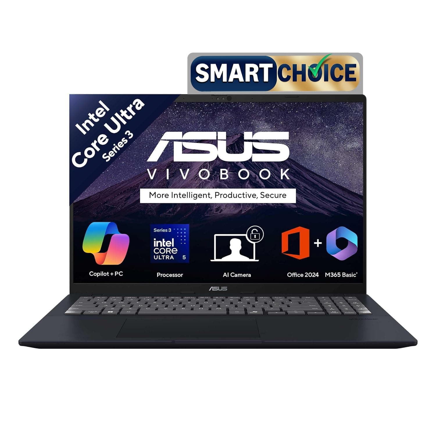 ASUS Vivobook 16 (2026),Smartchoice,Intel Core Ultra 5 325 (Series 3), Intel iGPU,16GB RAM,512GB SSD,FHD+, 16"(40 cm),Win11,M365 Basic(1Y),Office 24,Quiet Blue,1.88 kg,X1607AA-MB037WS, Copilot+ AI PC 8