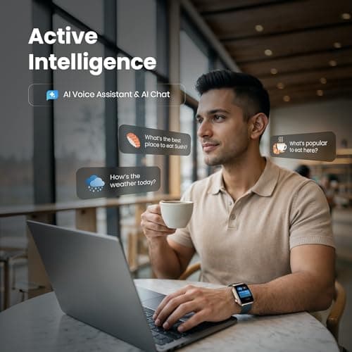 Titan Smart 4.0 Smartwatch with 1.93” AMOLED Display, Infinite AI Watch Faces, AI Voice assistant, Smart Hydration, Multiple Menu Styles, QR Hub​, 100+ Multisports, BT Calling, HRM, SpO2, Games - Blue 3