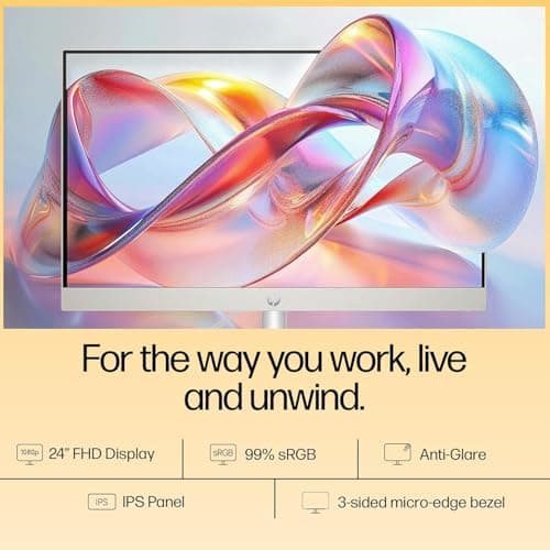 HP AIO 24, AMD Ryzen 3 7320U,8GB LPDDR5, 512GB SSD (Win11,Office24) Anti-Glare, FHD, 23.8inch(60.5 cm), 510SP White Wireless Keyboard and Mouse Combo,Radeon Graphics,White, 5.27kg,24-cr0014in/cr0016in 4