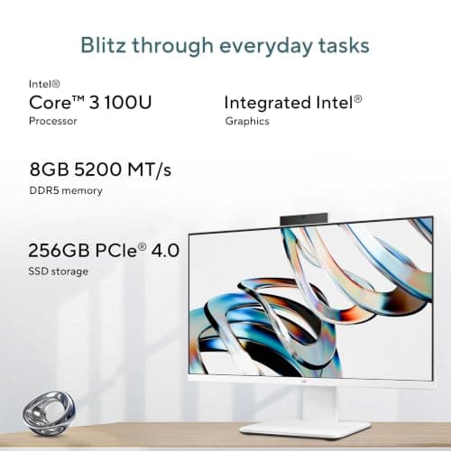 ASUS V440 (2026),Intel Core 3 100U (i3-14th Gen),Intel iGPU,8GB/512GB,FHD,23.8"(60.45 cm),Win 11,M365 Basic(1Y),Office 24,White,5.46 kg,V440VAB-KWC3001WS,with Wireless Keyboard & Mouse,All in One PC 5
