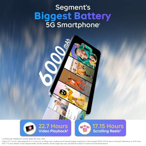 iQOO Z10 Lite 5G (Titanium Blue 2026, 4GB RAM, 64GB Storage) | Dimensity 6300 5G Processor | 50MP Sony AI Camera | 6000 mAh Battery | IP64 Rated & Military Grade Shock-Resistance* 2