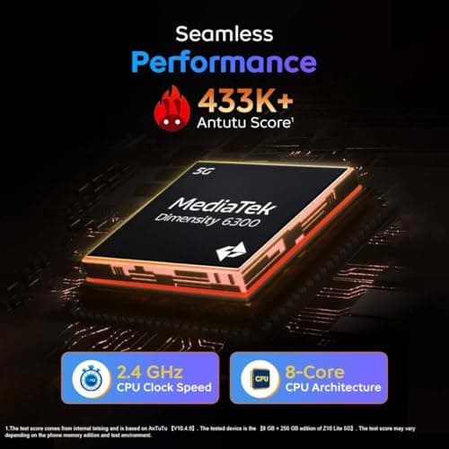 iQOO Z10 Lite 5G (Titanium Blue 2026, 4GB RAM, 64GB Storage) | Dimensity 6300 5G Processor | 50MP Sony AI Camera | 6000 mAh Battery | IP64 Rated & Military Grade Shock-Resistance* 4