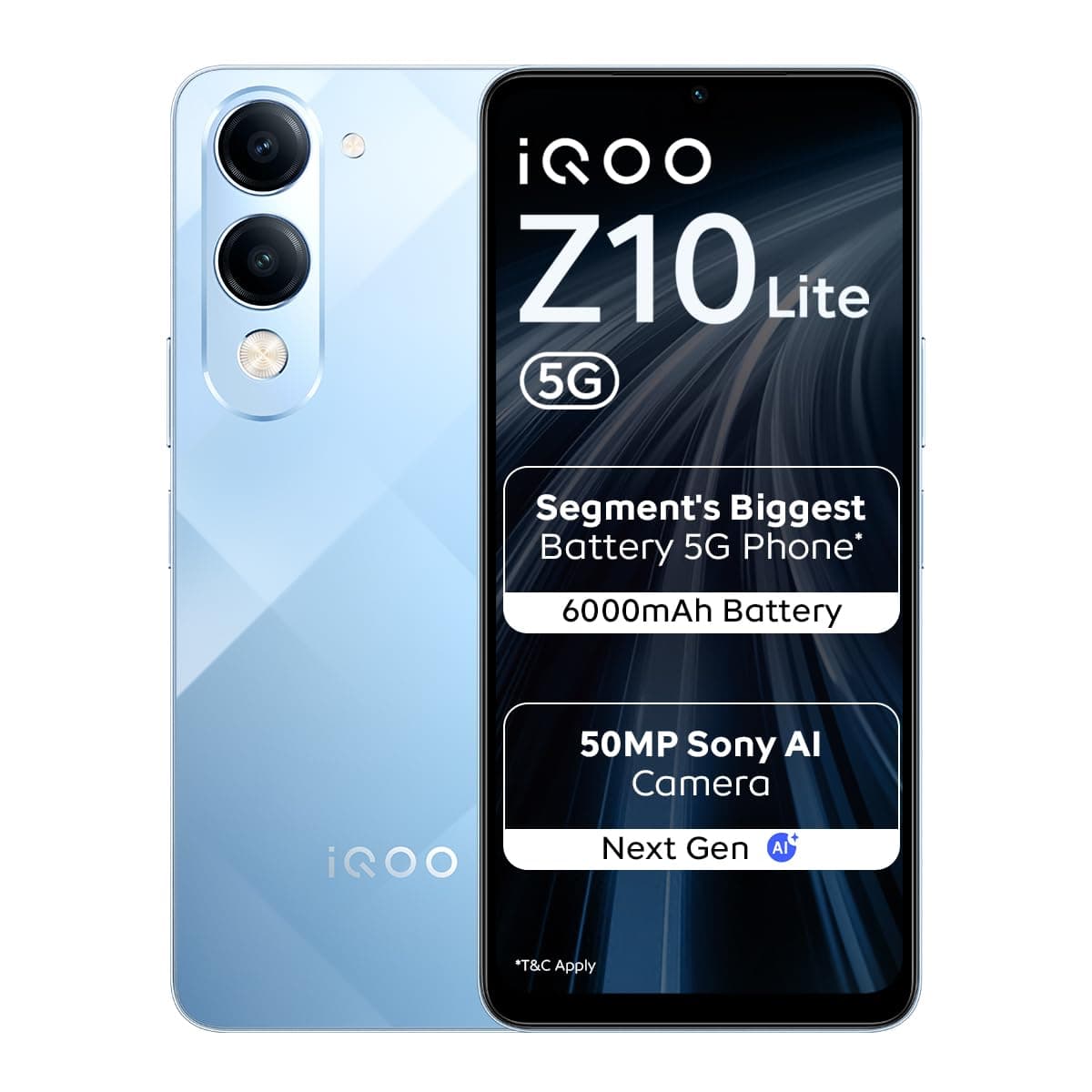 iQOO Z10 Lite 5G (Titanium Blue 2026, 4GB RAM, 64GB Storage) | Dimensity 6300 5G Processor | 50MP Sony AI Camera | 6000 mAh Battery | IP64 Rated & Military Grade Shock-Resistance* 7