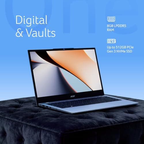 Acer Smartchoice Aspire One, AMD Ryzen 5-40,Office 2024 + M365 Basic, 8GB LPDDR5 RAM/ 512GB SSD, 14.0"/35.56cm WXGA Display, Win 11 Home, Pure Silver, 1.48KG, A114-43, Thin and Light Laptop 5