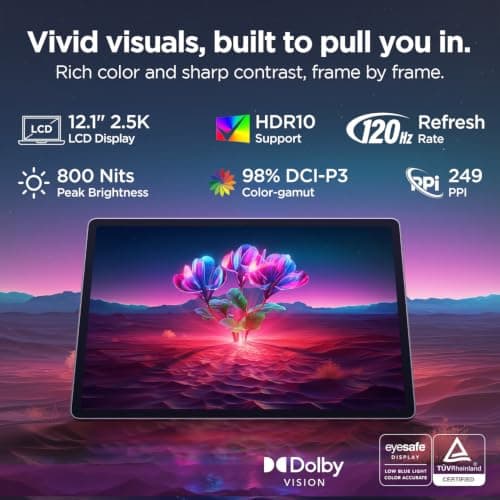Lenovo Tab Plus Gen 2 with JBL 9-Unit Speaker System | WiFi only | 12.1" 2.5K Display, 800nits Peak Brightness |8GB RAM + 256GB ROM (Expandable Upto 2TB)| MediaTek Dimensity 7400| 10200mAh | White 4