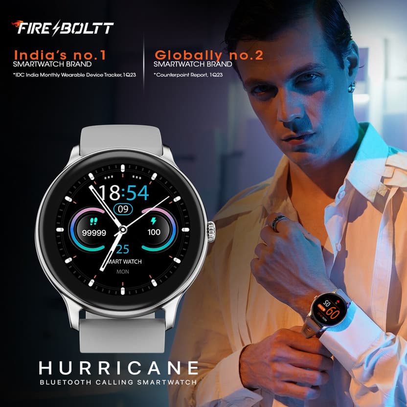 Fire-Boltt Hurricane 33.02mm (1.3) Curved Glass Display with BT C...more 2