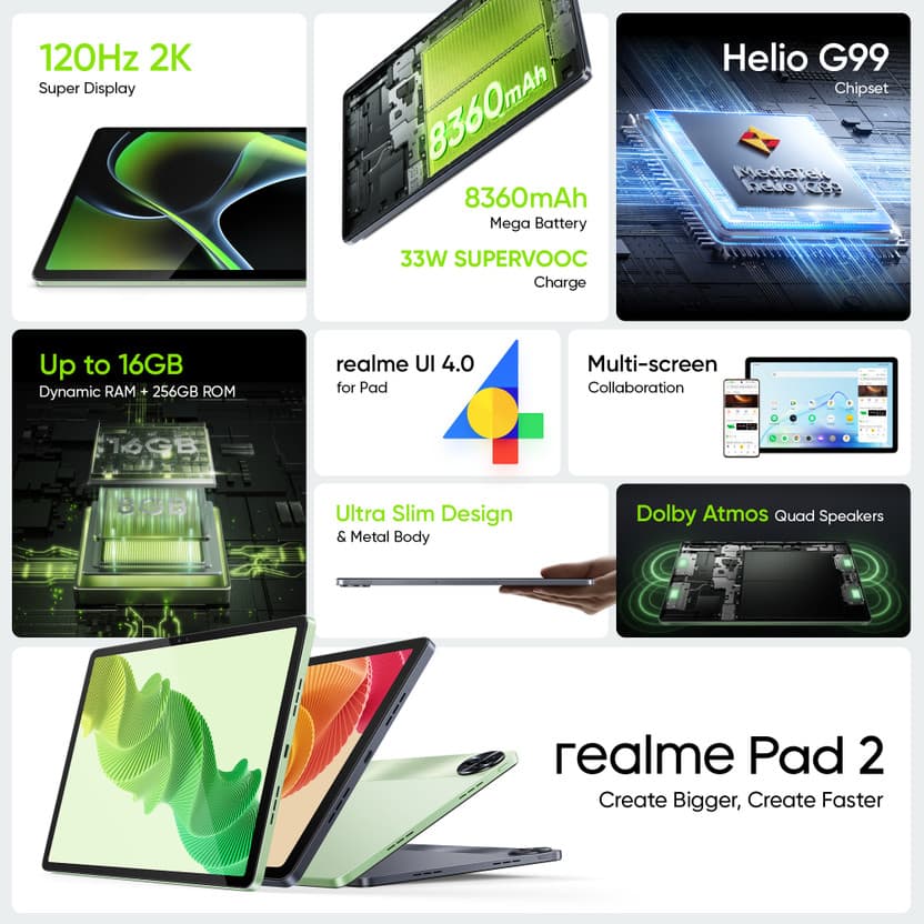 realme Pad 2 8 GB RAM 256 GB ROM 11.5 inch with 4G MediaTek Helio...more 2